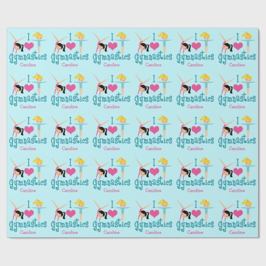 体操が大好きパーソナライズされたかわいい ラッピングペーパー (フラット)