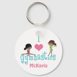 体操が大好き可愛いアフリカ系アメリカ人女性 キーホルダー