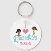体操が大好き可愛いアフリカ系アメリカ人女性 キーホルダー (裏面)