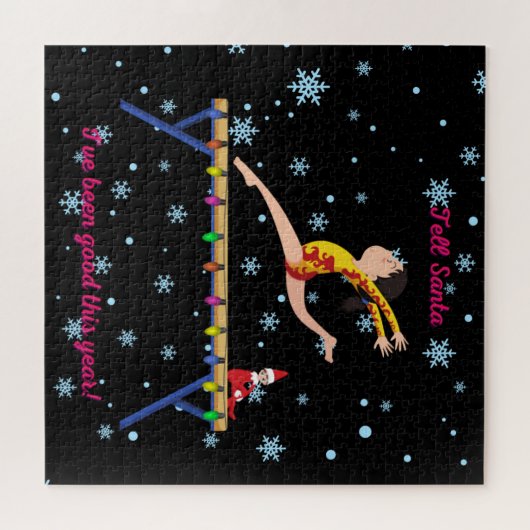 体操でサンタに今年は元気だと伝える ジグソーパズル (横)