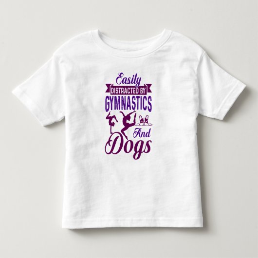 体操と犬にすぐ気を取られる トドラーTシャツ (正面)
