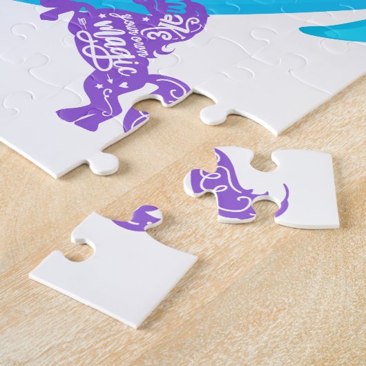 体操と紫のポニーパーソナライズされた ジグソーパズル (側面)