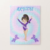 体操と紫のポニーパーソナライズされた ジグソーパズル (縦)