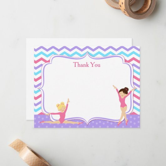 体操のお礼メモ ノートカード (正面/裏面インサイチュ)