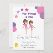 体操のお誕生日パーティー姉妹ピンク体操 招待状 (正面)