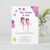 体操のお誕生日パーティー姉妹ピンク体操 招待状 (スタンド正面)