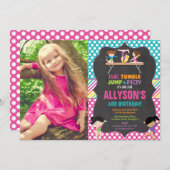 体操のタンブリングのパーティーの誕生会の写真 招待状 (正面/裏面)