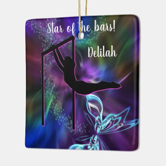 体操のバタフライバーパーソナライズされた セラミックオーナメント (左)