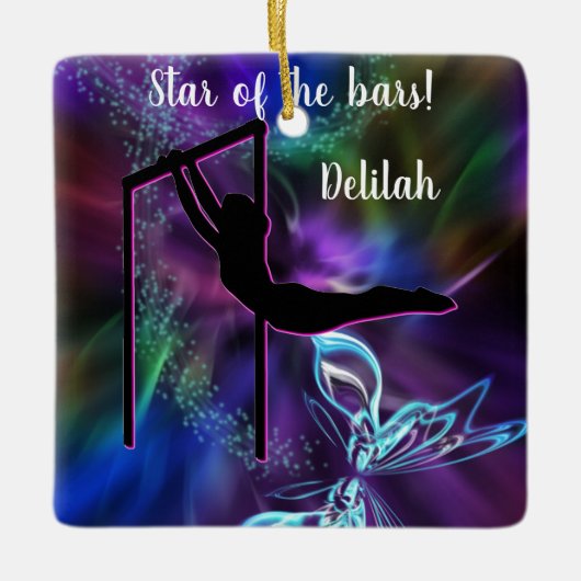 体操のバタフライバーパーソナライズされた セラミックオーナメント (正面)