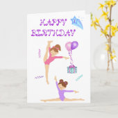 体操のバースデーカパーソナライズされたード カード (黄色い花)