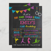 体操のバースデーパーティ招待状の体育専門家フリップ 招待状 (正面/裏面)