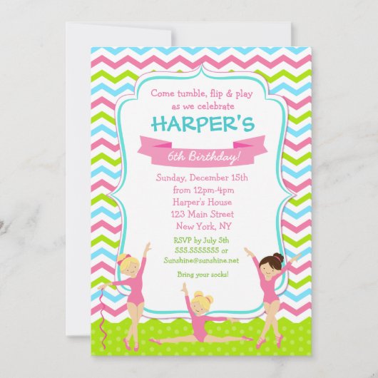 体操のバースデーパーティ招待状 招待状 (正面)