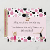 体操のパーティの招待状のピンク、灰色及び黒 招待状 (正面/裏面)