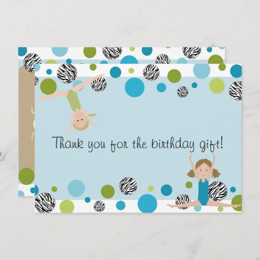 体操のパーティーの平たい箱はあなた、水および緑を感謝していしています サンキューカード (正面/裏面)