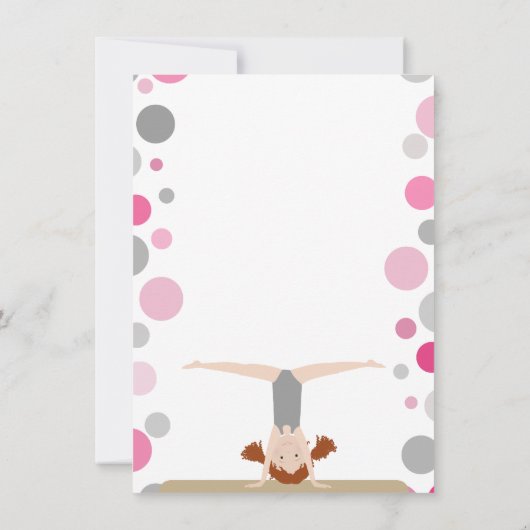 体操のパーティーの平たい箱はピンクおよび灰色の感謝していしています サンキューカード (裏面)