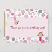体操のパーティーの平たい箱はピンクおよび灰色の感謝していしています サンキューカード (正面/裏面)