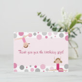 体操のパーティーの平たい箱はピンクおよび灰色の感謝していしています サンキューカード (スタンド正面)