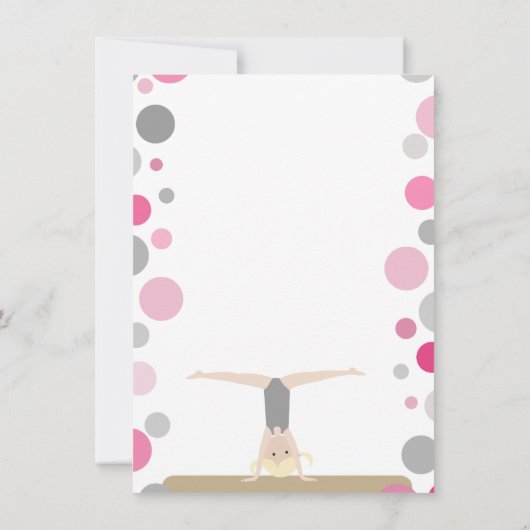 体操のパーティーの平たい箱はピンクおよび灰色の感謝していしています サンキューカード (裏面)