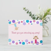 体操のパーティーの平たい箱は水およびピンクの感謝していしています 招待状 (スタンド正面)