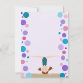 体操のパーティーの平たい箱は水およびピンクの感謝していしています 招待状 (裏面)