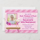 体操のパーティーの誕生日の招待状のブロンドの女性の女の子 招待状 (正面)