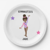  体操のパーティープレートを女子用にパーソナライズされた。 ペーパープレート (正面)