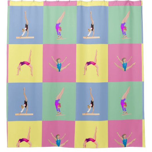 体操のポーズ シャワーカーテン (正面)
