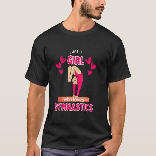 体操の体操選手バランスビームGを愛する少女 Tシャツ (正面)