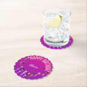 体操の友人"ハッピーバースデー"ピンクパープル ペーパーコースター (インサイチュ)