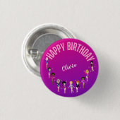 体操の友人"ハッピーバースデー"ピンクパープル 缶バッジ (正面&裏面)