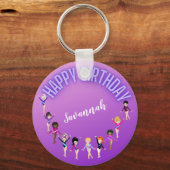 体操の友人"ハッピーバースデー"紫グラデーション キーホルダー (正面)