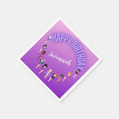 体操の友人"ハッピーバースデー"紫グラデーション スタンダードカクテルナプキン (角)