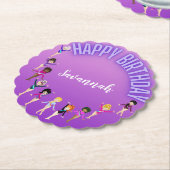 体操の友人"ハッピーバースデー"紫グラデーション ペーパーコースター (アングル)