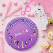 体操の友人"ハッピーバースデー"紫グラデーション ペーパープレート (パーティー)
