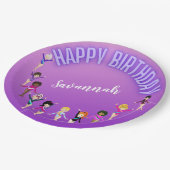 体操の友人"ハッピーバースデー"紫グラデーション ペーパープレート (アングル)