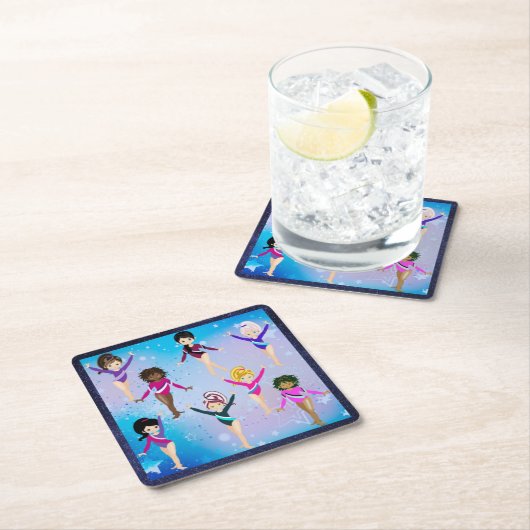 体操の友達：この体操選手は私に似ている スクエアペーパーコースター (インサイチュ)