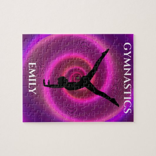 体操の女の子のパズルと子供の名前。 ジグソーパズル (横)