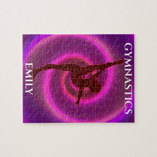 体操の女の子のパズルと子供の名前。 ジグソーパズル (横)