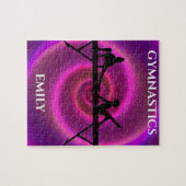 体操の女の子のパズルの名前パーソナライズされた。 ジグソーパズル (横)