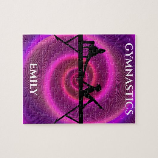 体操の女の子のパズルの名前パーソナライズされた。 ジグソーパズル (横)