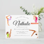 体操の女の子の誕生日パーティーへの招待 招待状 (スタンド正面)