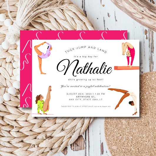 体操の女の子の誕生日パーティーへの招待 招待状