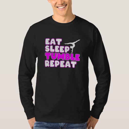 体操の女の子 Eat Sleep Tumble Repeat Tシャツ (正面)