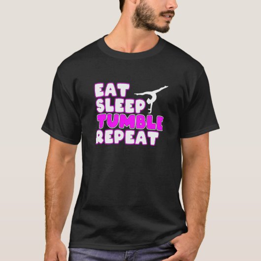 体操の女の子 Eat Sleep Tumble Repeat Tシャツ (正面)