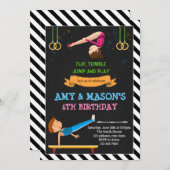 体操の少年と少女のパーティー招待状 招待状 (正面/裏面)