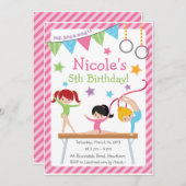 体操の招待状/体操の誕生日の招待 招待状 (正面/裏面)