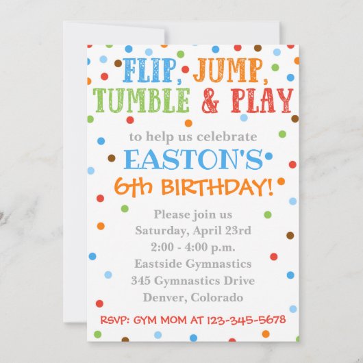 体操の招待状 | 体操の誕生日招待 招待状 (正面)