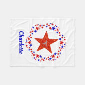 体操の星の名モノグラムの前赤白青 フリースブランケット (正面(横))