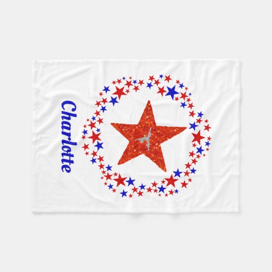 体操の星の名モノグラムの前赤白青 フリースブランケット (正面(横))