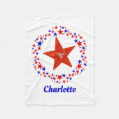 体操の星の名モノグラムの前赤白青 フリースブランケット (正面)